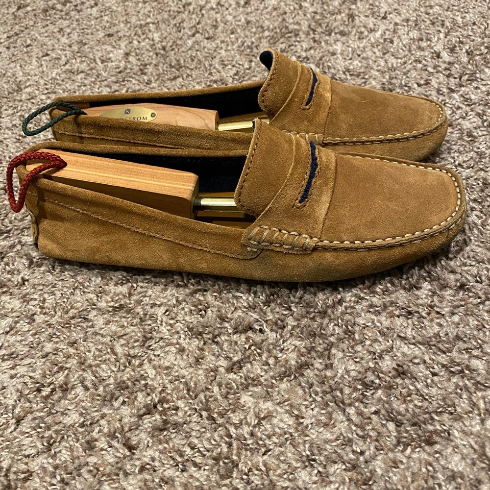Manolo Blahnik suede driver moccasins